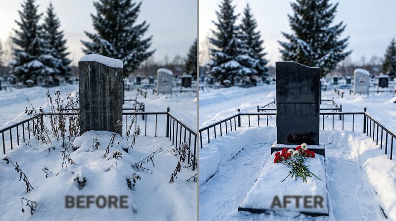 Уборка могилы в Нижневартовске — пример 1
